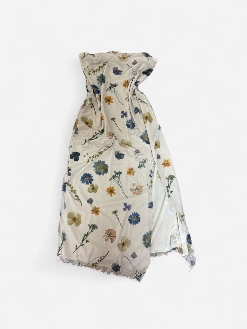 Urban Outfitters Sheer Floral dress- Cream with Blue, Yellow & Green Flowers